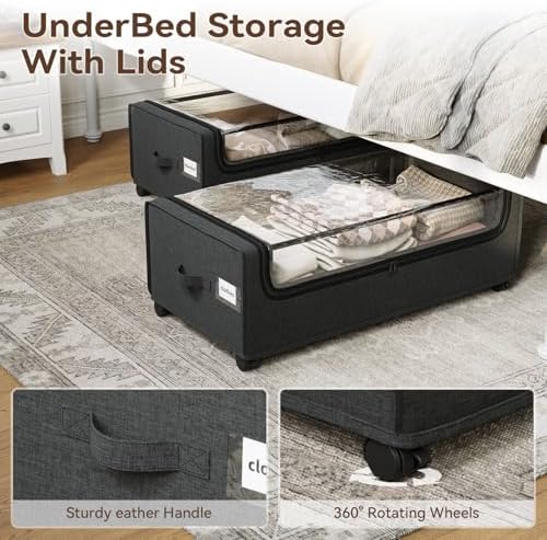 Under Bed Storage With Wheels, XXXXL Large Underbed Storage Organizer, 90L Capacity, for Shoes, Clothes, Blankets, Bedding - Image 3