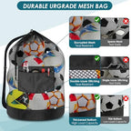BROTOU Extra Large Soccer Ball Net Bag, 40" x 30" Drawstring Mesh Ball Bag - Image 4