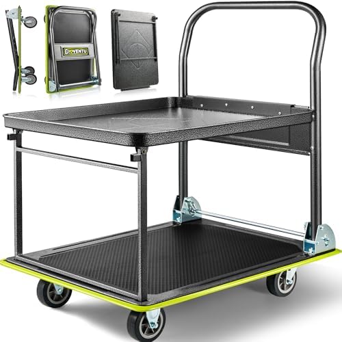 Heavy Duty Push Cart Dolly (700 lbs), 2 Tier Foldable Platform Hand Truck by Giovent%C3%B9