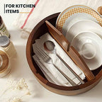 TIDITA 12" Wooden Lazy Susan Organizer with 4 Dividers, High Rim, Rotate - Image 6