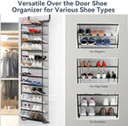 Whitmor 36 Pair Over The Door Shoe Organizer, 12 Tier Hanging Shoe Organizer, Heavy Duty Metal & Mesh Shoe Holder, Hanging Shoe Rack for Closet Organizer, 74" L x 21.7" W x 7.5" H, Matt Gunmetal - Image 4