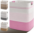 Laundry Hamper, 95L Tall Laundry Basket with Leather Handles, Rectangle Large Clothes Hamper for Organizing, Cotton Woven Laundry Baskets Storage Hampers for Bedroom, Nursery, Living Room by Degeyoyo