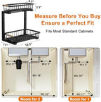 REALINN Under Sink Organizer, 2 Pack Height Adjustable Under Sink Organizers and Storage, 2 Tier Pull Out Drawer Cabinet Storage for Kitchen Bathroom - Image 2