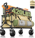 HIKEMOON 150L Collapsible Wagon Compact with Big Wheels, 420LBS Khaki by Unknown