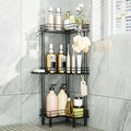 Consumest Corner Shower Caddy Standing - 3-Tier Stainless Steel Shower Organizer with Soap Holder and 4 Hooks, Large Capacity Corner Shelf Stand for Bathroom, Rest Room, Black by Consumest