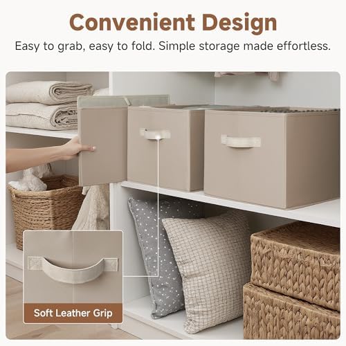 StorageWorks Storage Baskets for Shelves, Light Brown, Extra Large, 3-Pack - Image 3