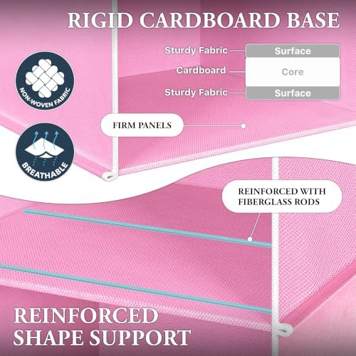 Simple Houseware 6 Shelf Hanging Closet Organizer, Pink | 360° Rotating Dual Hooks, Top Support Metal Frame, 6 Side Mesh Pockets - Image 4
