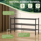 ROMGUAR CRAFT 3-Tier Bamboo Long Shoe Rack, Free Standing Wood Shoe Shelf Storage Organizer for Closet Entryway Stackable 35"x11"x20" (Black) - Image 5