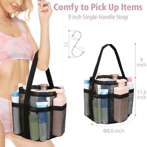 Mesh Shower Caddy Portable - 7 Pockets Large Shower Bag for Dorm, Camping - Image 4
