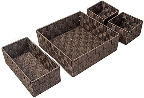 Posprica Woven Storage Baskets for Organizing, Small Baskets Cube Bin Container Tote Organizer Divider for Drawer, Closet, Shelf, Dresser, Set of 4(Brown) - Image 5