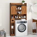 Vabches Over The Toilet Storage Cabinet with Sliding Doors, Caramel - Image 4
