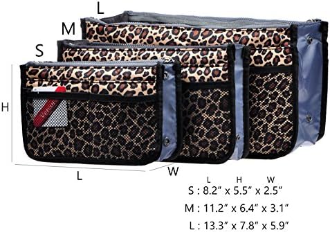 Vercord Purse Organizer Insert for Handbags Bag Organizers Inside Tote Pocketbook Women Nurse Nylon 13 Pockets Leopard Small - Image 3