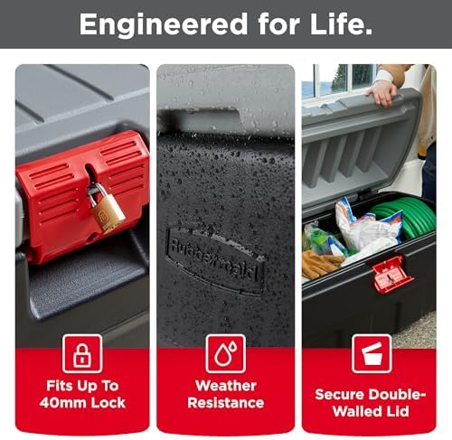 Rubbermaid 48 Gallon Black Action Packer Lockable Latch Indoor and Outdoor Storage Box Container for Home, Garage, Backyard, Single - Image 3
