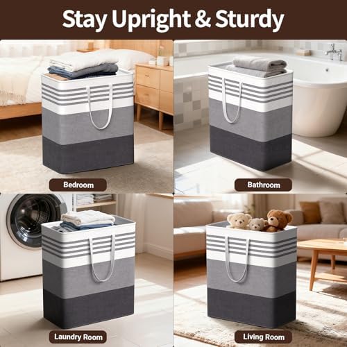 WOWBOX 2 Pack Laundry Baskets, Collapsible Dirty Clothes Laundry Hampers - Image 6