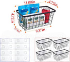 4 set Hanging Wall Basket Organizer,Over the Cabinet Door Wire Baskets for Organizing -Space-Saving Hanging Baskets for Organizing,Wall Mount Storage,No Drilling Adhesive Wall Storage Basket, Black - Image 2