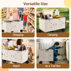 Goplus Large Foldable Utility Cart w/ 2-Tier Storage Crates, 5 Rotate Wheels, Metal Telescoping Handle, Portable Rolling Trolley Collapsible Cart for Grocery Shopping Camping & Travel - Image 3
