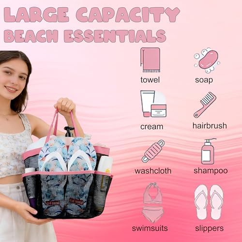 Mesh Shower Caddy Portable - 9 Pockets, Shower Bag for Dorm Room Camping - Image 2