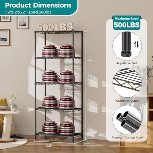SINGAYE 5 Metal Shelves Wire Shelving Storage Shelf Adjustable Unit Pantry - Image 3