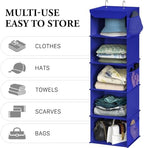 Simple Houseware 5 Shelf Hanging Closet Organizer, Dark Blue | 360° Rotating Dual Hooks, Top Support Metal Frame, 6 Side Mesh Pockets - Image 5