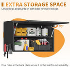 Metal Garage Wall Cabinet with Up-Flip Door, Black Float Tool Cabenit with Adjustable Shelf,Upper Storage Cabinets with Pegboard for Kitchen,Garage,Workshop,Warehouse (19.7" H,Black) - Image 3