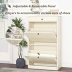 Wooden Shoe Rack with 2 Flip Drawers, Entryway Shoe Storage Cabinet - Image 5