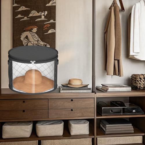 Hat Boxes For Women Storage - This Oversized Clear Hat Storage Bag can hold 9 hats,suitable for cowboy hats,suitable for travel and daily hat organizer for closet.(Pure Black and Pure Gray) - Image 2