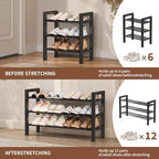 Expandable Shoe Rack, Heavy Duty Metal Shoe Organizer for Closet | 3Tier Heavy Duty Iron Adjustable Shoe Storage,Fits 12+ Pairs,Space-Saving,Non-Slip,Easy Assembly,For Doorway Entryway Bedroom - Image 4