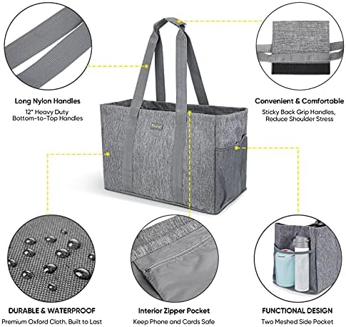 BALEINE Soft 9 Gallon Extra Large Utility Tote, Foldable Reusable Storage Bag (Winter Gray) - Image 6