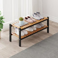 Bamboo Shoe Rack Organizer for Closet and Entryway - Space-Saving Narrow Shoe Stand - Versatile Shoe Holder for Door or Closet Shelf, Garage Bedroom can Freely Stack DIY Small Shoe Racks 2 Tier by ZHUTIANXIA