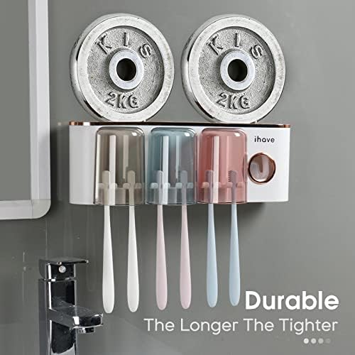 iHave Toothbrush Holders for Bathrooms Wall Mounted with Dispenser & 3 Cups - Image 4