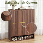 IRONCK Fluted Shoe Storage Cabinet, Walnut - Image 5