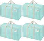 VENO 4 Pack Heavy Duty Moving Bags, Extra Large Storage Bags with Reinforced Handles & Strong Zippers, Foldable & Reusable Moving Box Alternative for Clothes & Dorm Storage by Veno