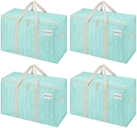 VENO 4 Pack Heavy Duty Moving Bags, Extra Large Storage Bags with Reinforced Handles & Strong Zippers, Foldable & Reusable Moving Box Alternative for Clothes & Dorm Storage by Veno