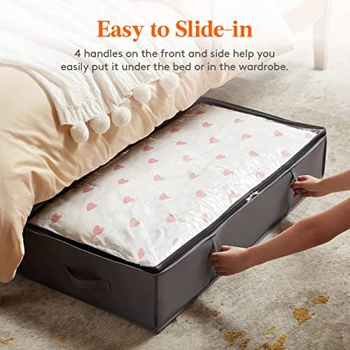Lifewit 95L 4 Pack Under Bed Storage Containers, Large Capacity Blanket Storage Bags with Reinforced Handle, Organization and Storage for Comforters, Sheets, Clothes, Bedroom, College Dorm, Grey - Image 3