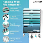 8-Tier Wall File Organizer and Mail Organizer with 5 Hooks, 2 Pack - Image 3