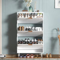 Shoe Cabinet Storage,Modern Freestanding Organizer with 3 Flip Drawers,Narrow Shoe Rack Cabinet for Entryway,White by QIVOMIX
