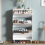 Shoe Cabinet Storage,Modern Freestanding Organizer with 3 Flip Drawers,Narrow Shoe Rack Cabinet for Entryway,White by QIVOMIX