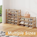 Bamboo Shoe Rack Organizer for Closet and Entryway - Space-Saving Shoe Stand with Narrow Design - Versatile Shoe Holder for Door or Closet Shelf,Garage Bedroom can Freely Stack DIY Small Shoe Racks - Image 3