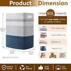 80L Large Cotton Rope Laundry Basket for Bedroom & Laundry Room, Tall Clothes Hamper with Sturdy Handles, Neutral Storage Bin Capable of Holding Blankets and Toys - Image 6
