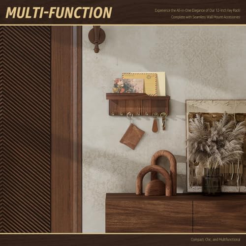 Rebee Vision Key Holder Wall Mount with 7 Hooks for Home Decor, Retro Brown - Image 3