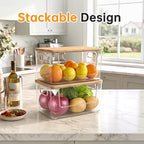 Trash Bag Holder 2 Pack, Stackable Garbage Bag Dispenser with Bamboo Lid, Large Capacity Under Sink Organizer for 13/30/33 Gallon Bags, Clear Storage Bins for Kitchen, Laundry Room, Pantry, Cabinet - Image 4