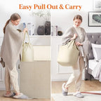 Lifewit Triple Laundry Hamper with Lid, Removable Laundry Bags, Beige - Image 5