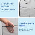 2 Pack Pop Up Laundry Hampers, 70 L Collapsible Foldable Mesh Basket, Gray - Image 4