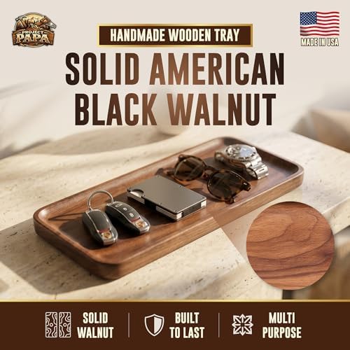 Solid Walnut Tray 11.75 x 4.75, Handmade Wooden Catchall Tray, Rectangle - Image 2