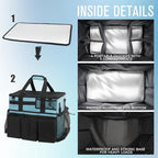 SCAVATA Rolling Cleaning Caddy Bag with Detachable Trolley, Large Cleaning Supplies Organizer with Wheels, Multi Pocket Cleaning Cart with Adjustable Shoulder Strap for Housekeepers & Home, SkyBlue - Image 4