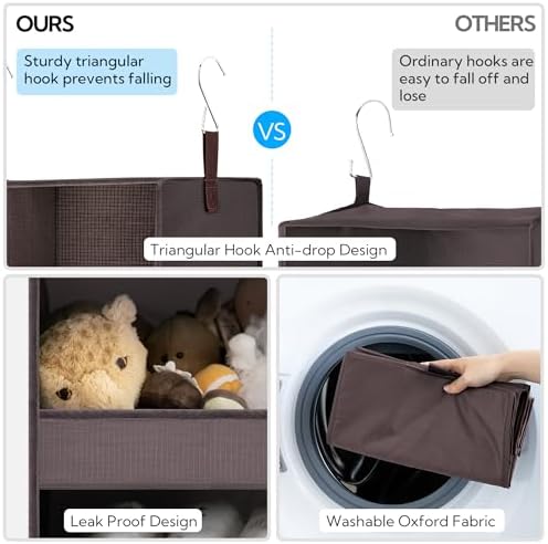 GRANNY SAYS 3-Shelf Hanging Closet Organizer, Foldable Storage, Dark Brown | 33 lb Capacity, No-Sag Support, Keeps Clothes Neat, Folds Flat, Fits RV, Dorm & Small Closets, 2 Pack - Image 4