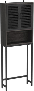Launica 65 Inch Over The Toilet Storage Cabinet Wood and Metal Dark Gray - Image 5