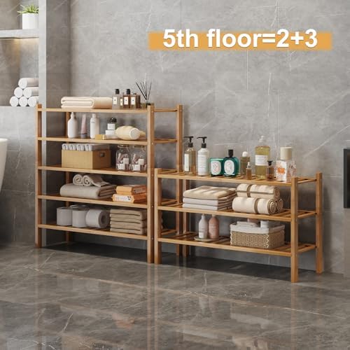 Bamboo Shoe Rack Organizer for Closet and Entryway - Space-Saving Shoe Stand with Narrow Design - Versatile Shoe Holder for Door or Closet Shelf,Garage Bedroom can Freely Stack DIY Small Shoe Racks - Image 5