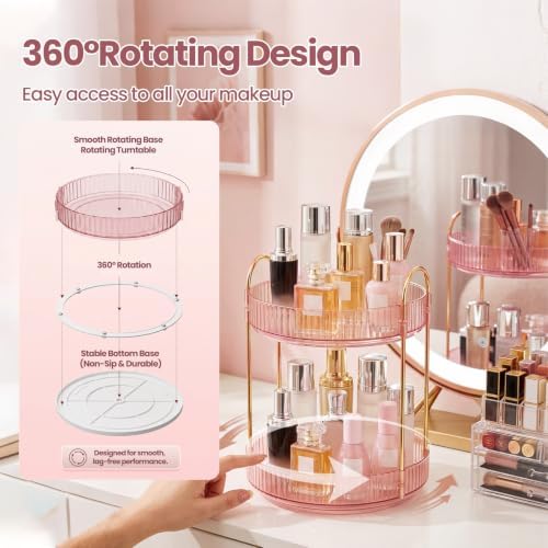 Rotating Makeup Organizer Countertop, Bathroom Lazy Susan Tray Stand - Image 3
