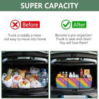 Trunk Organizer Collapsible Car Organizer with Handle Car Storage Box Bin for Groceries SUV Utility Tote Bag Portable Vehicle Container Stars and Vibrant Rainbow Stripes - Image 4
